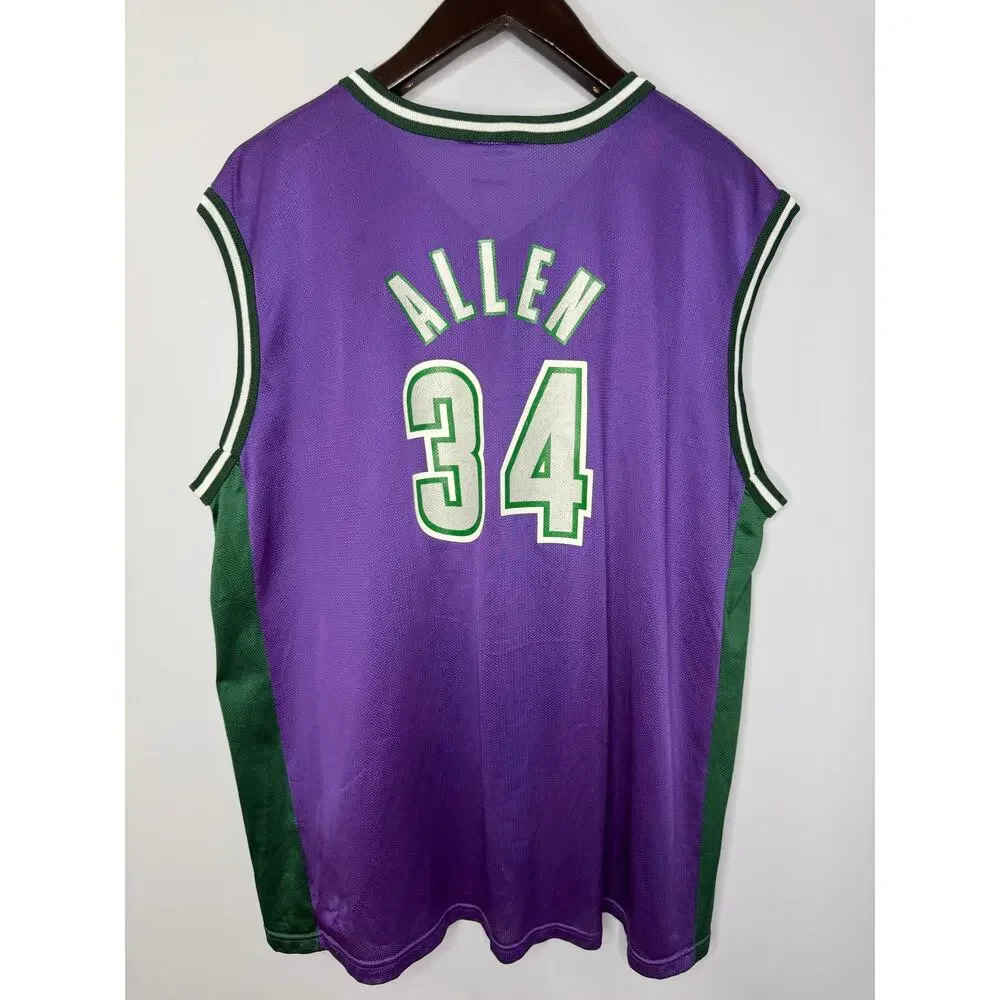 XLVintage 90's Ray Allen Milwaukee #34 Bucks Champion NBA Basketball Jersey 48